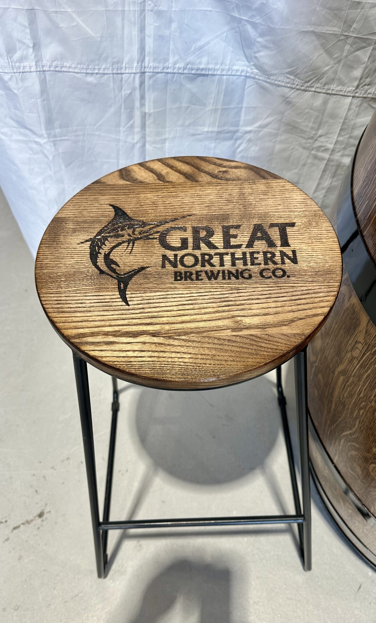 Custom Timber Top Bar Stool - Barrel Restorations